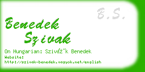 benedek szivak business card